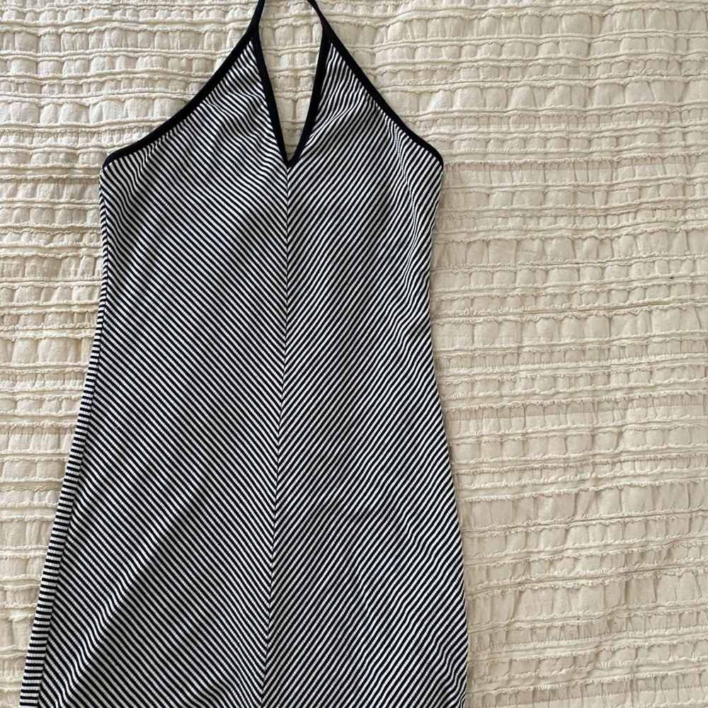 Black and white striped tie dress